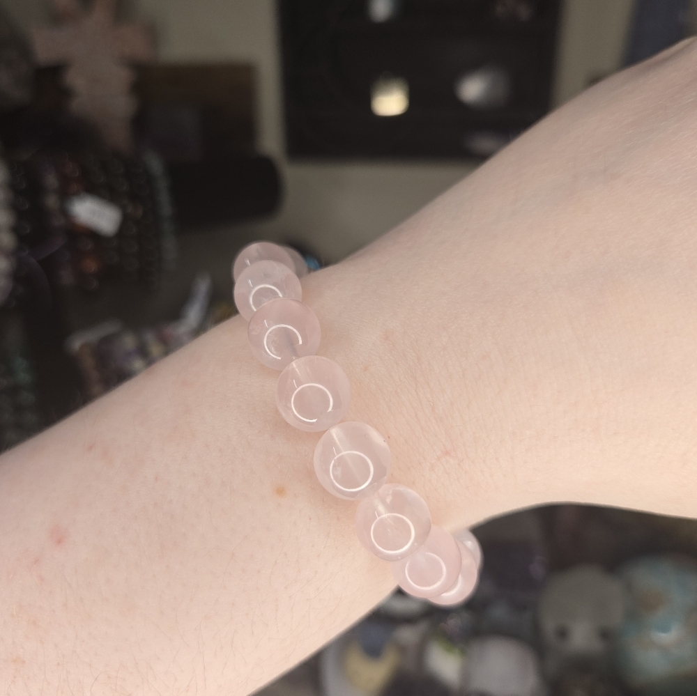 Rose Quartz Crystal Big Beaded Bracelet